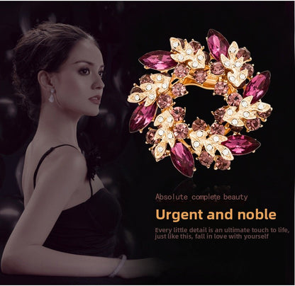 Flower Pin Brooch In Alloy Featuring Crystal Inlay, Elegant White Design For Stylish Accessories