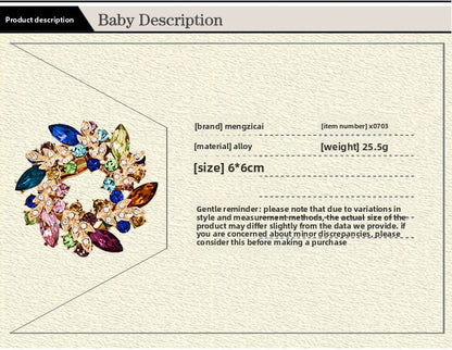 Flower Pin Brooch In Alloy Featuring Crystal Inlay, Elegant White Design For Stylish Accessories