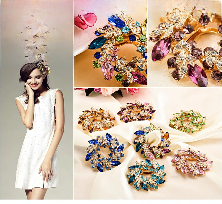 Flower Pin Brooch In Alloy Featuring Crystal Inlay, Elegant White Design For Stylish Accessories