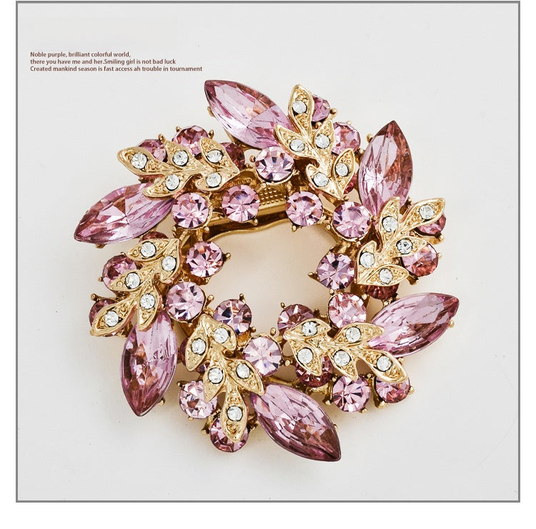 Flower Pin Brooch In Alloy Featuring Crystal Inlay, Elegant White Design For Stylish Accessories