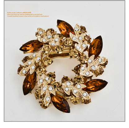Flower Pin Brooch In Alloy Featuring Crystal Inlay, Elegant White Design For Stylish Accessories
