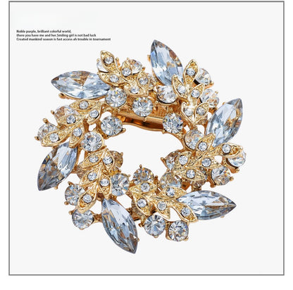 Flower Pin Brooch In Alloy Featuring Crystal Inlay, Elegant White Design For Stylish Accessories
