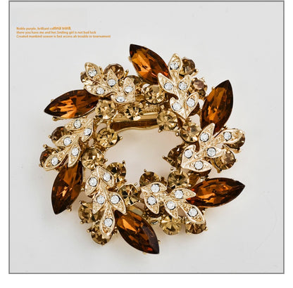 Flower Pin Brooch In Alloy Featuring Crystal Inlay, Elegant White Design For Stylish Accessories