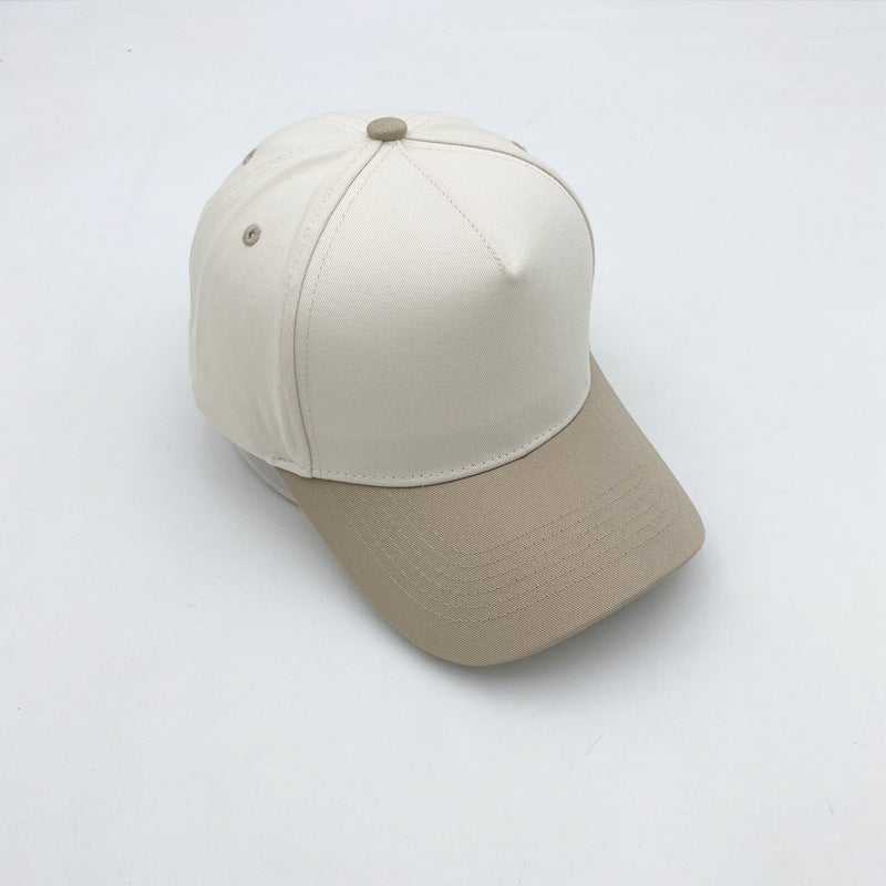 Cotton Baseball Cap With Curved Brim In Khaki, Suitable For Spring & Summer Adults