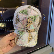 White Plaid Sequin Mesh Hat