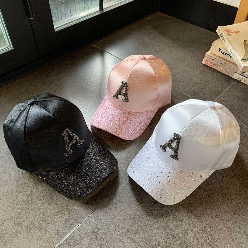 Sequins Baseball Cap With Curved Brim In White, Made Of Acrylic, Suitable For Spring & Summer