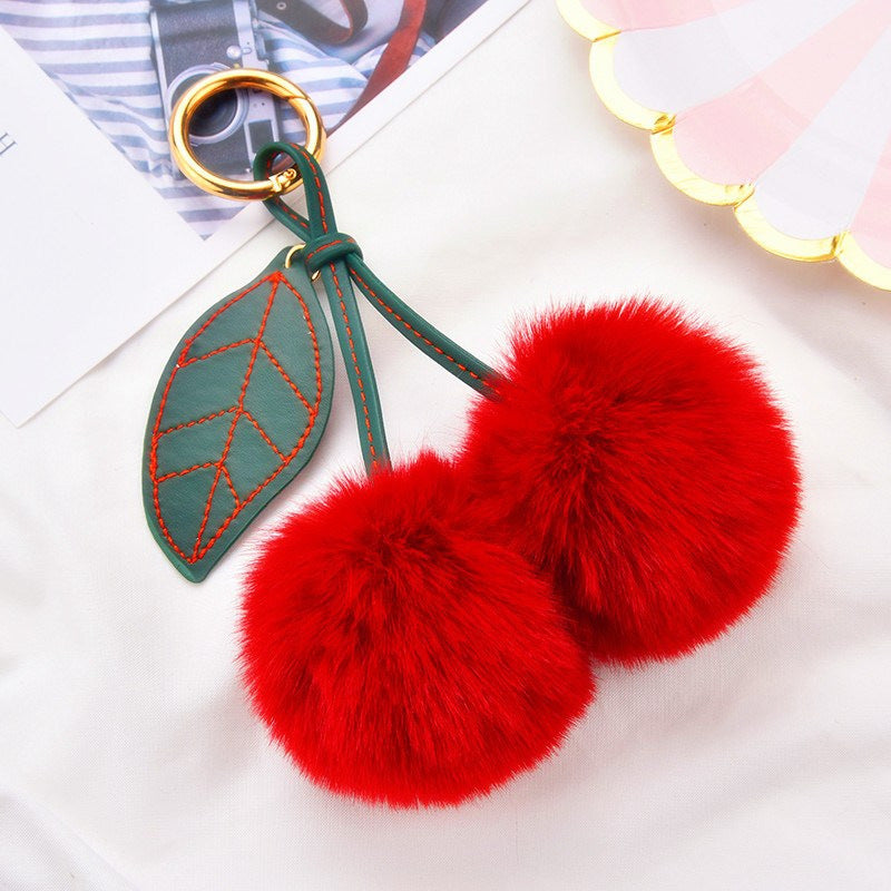 Fruit Cherry Plush Hanging Ornament In Red, Soft And Decorative Accessory For Home Or Car