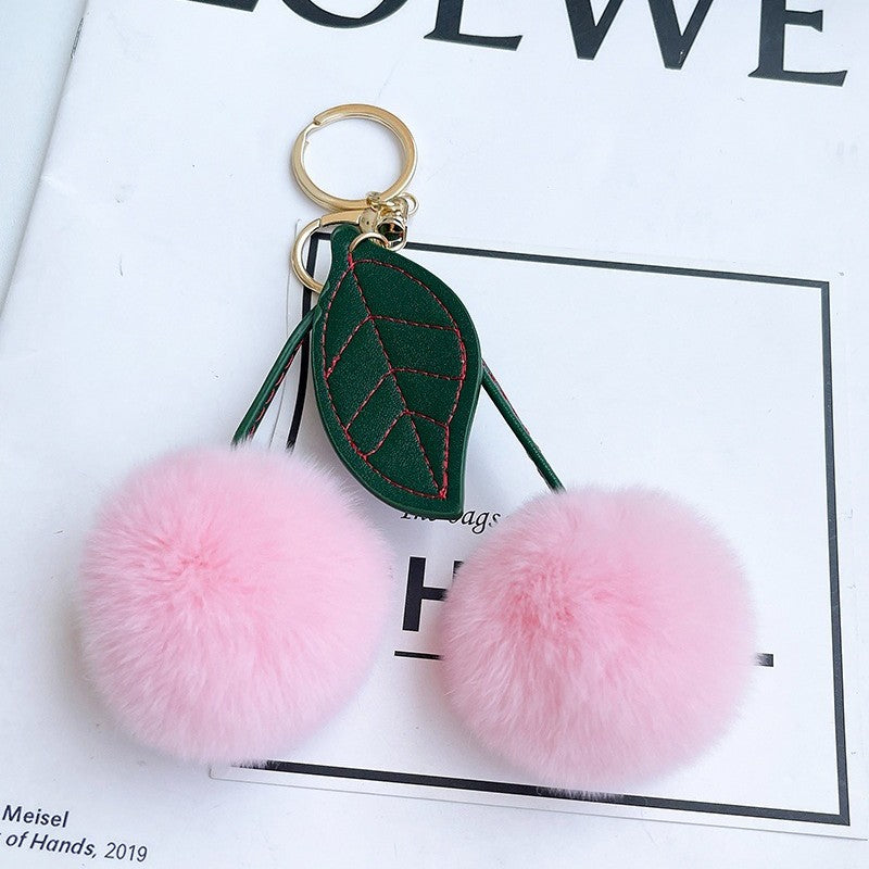 Fruit Cherry Plush Hanging Ornament In Red, Soft And Decorative Accessory For Home Or Car
