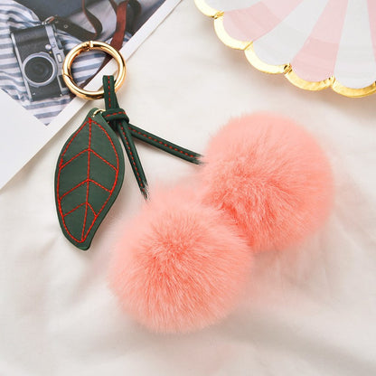 Fruit Cherry Plush Hanging Ornament In Red, Soft And Decorative Accessory For Home Or Car