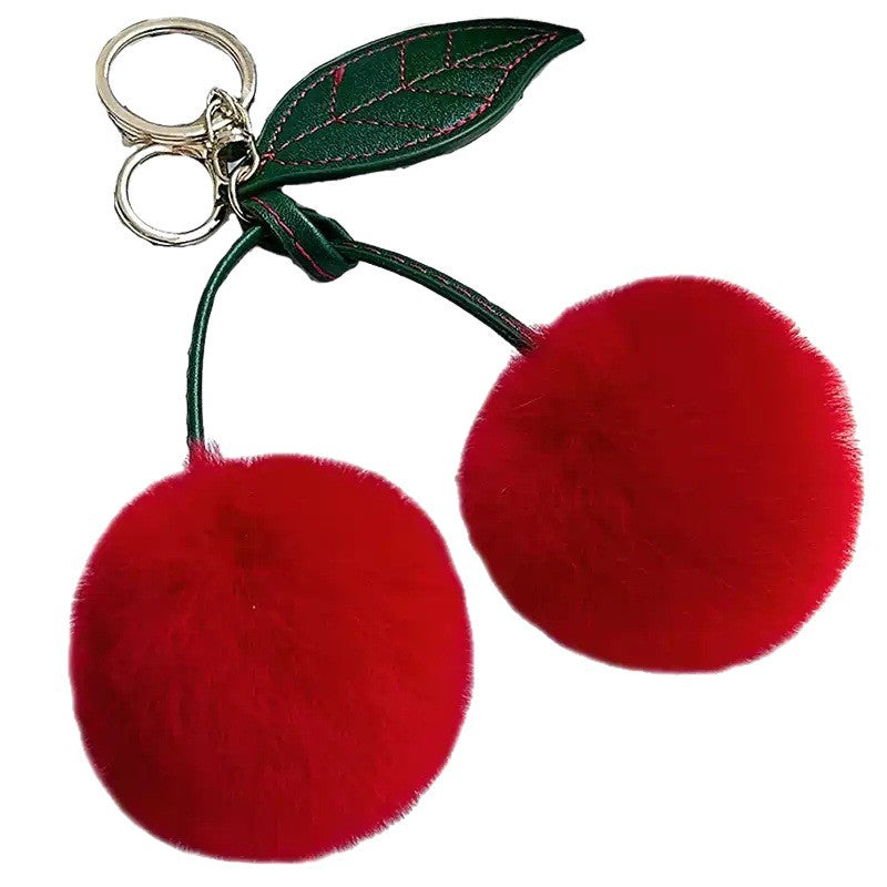 Fruit Cherry Plush Hanging Ornament In Red, Soft And Decorative Accessory For Home Or Car