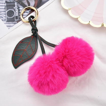 Fruit Cherry Plush Hanging Ornament In Red, Soft And Decorative Accessory For Home Or Car