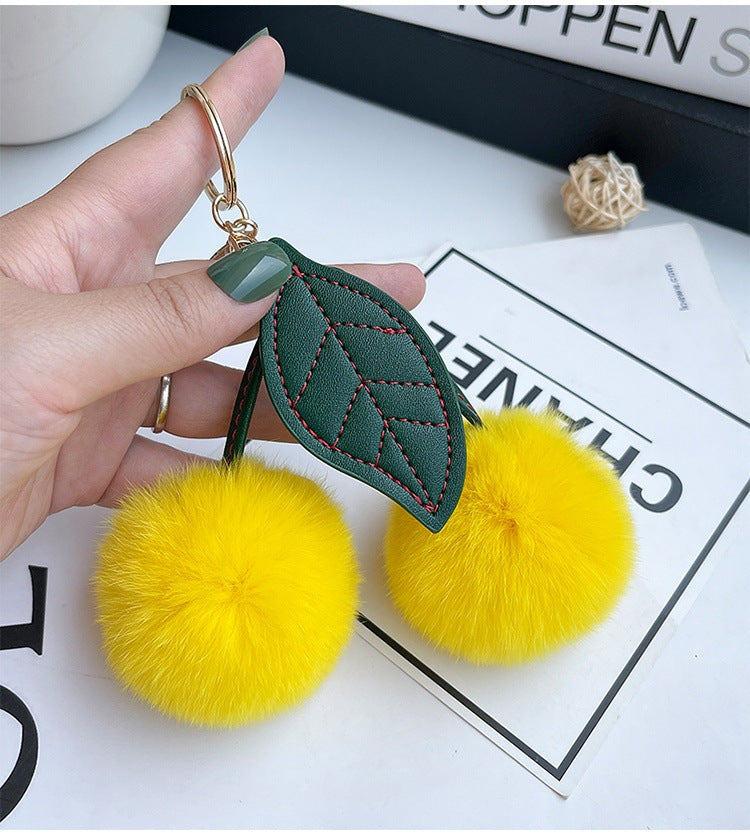 Fruit Cherry Plush Hanging Ornament In Red, Soft And Decorative Accessory For Home Or Car