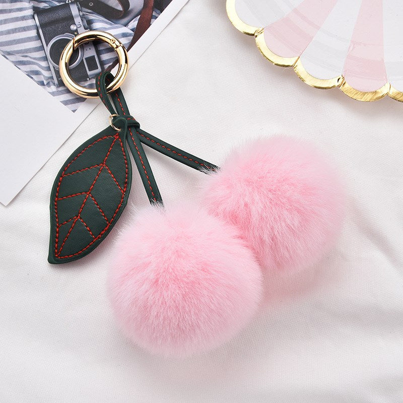 Fruit Cherry Plush Hanging Ornament In Red, Soft And Decorative Accessory For Home Or Car