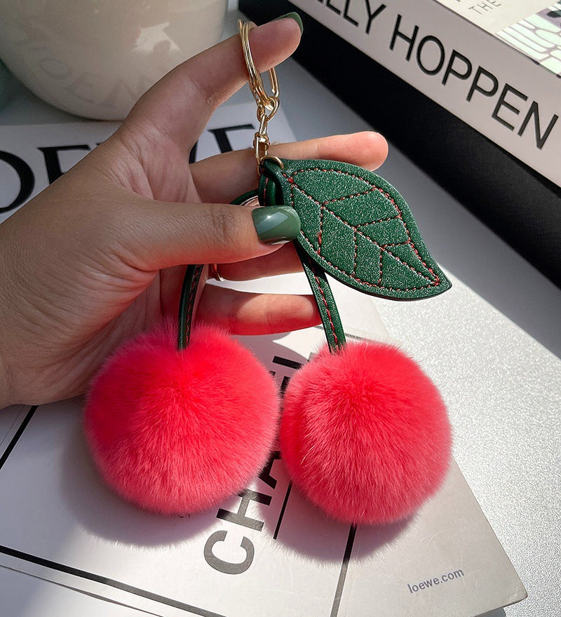 Fruit Cherry Plush Hanging Ornament In Red, Soft And Decorative Accessory For Home Or Car