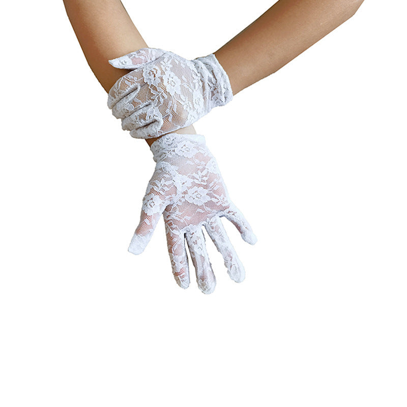 Black Lace Gloves For Children, Perfect Halloween Accessory Featuring Elegant Design