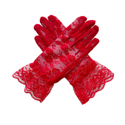 Black Lace Gloves For Children, Perfect Halloween Accessory Featuring Elegant Design