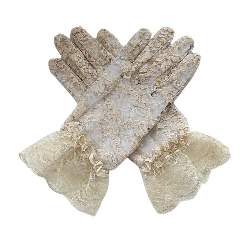 Black Lace Gloves For Children, Perfect Halloween Accessory Featuring Elegant Design