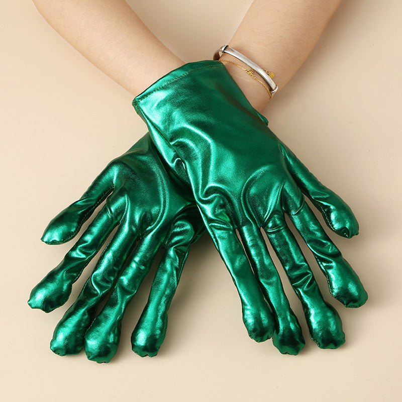 Alien Pattern Silver Gloves For Adults In Polyester, Perfect For Halloween And Spring Season