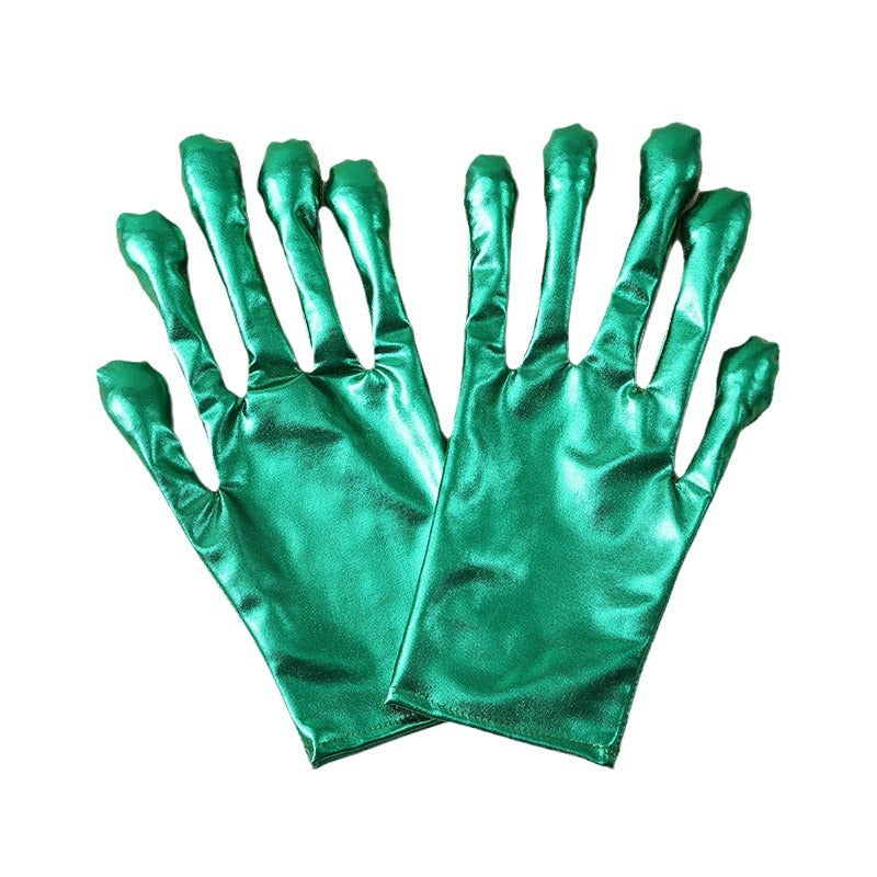 Alien Pattern Silver Gloves For Adults In Polyester, Perfect For Halloween And Spring Season