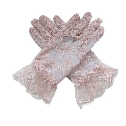 Black Lace Gloves For Children, Perfect Halloween Accessory Featuring Elegant Design