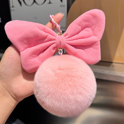 Plush Bow Knot Hanging Ornament In Pink, Soft Decorative Accessory For Home Or Car