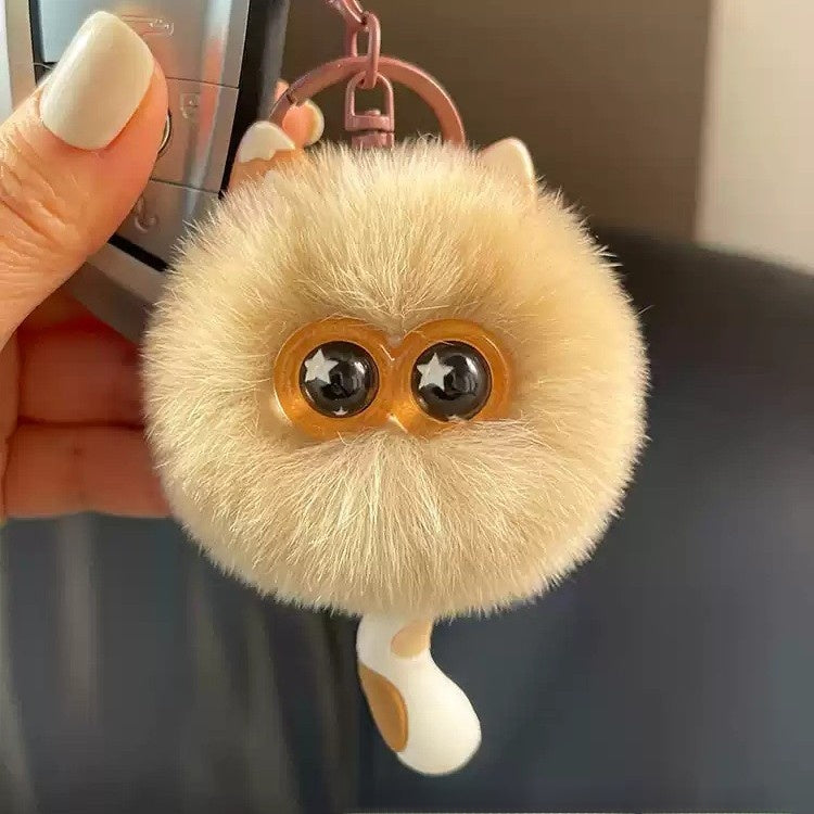 Plush Hanging Ornament In White, Soft And Decorative Plush Accessory For Home Or Car