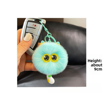 Plush Hanging Ornament In White, Soft And Decorative Plush Accessory For Home Or Car