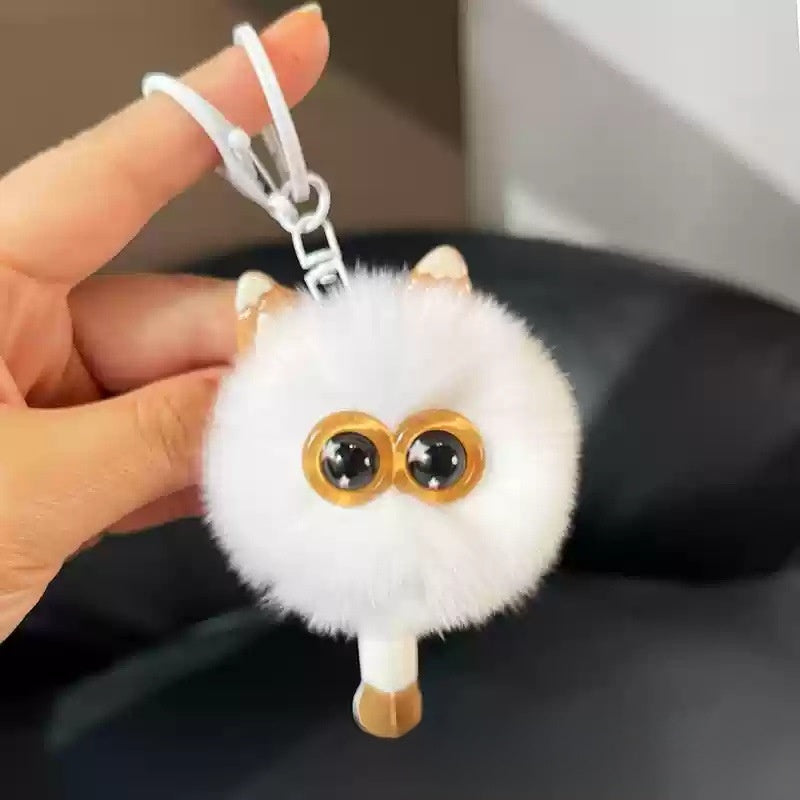 Plush Hanging Ornament In White, Soft And Decorative Plush Accessory For Home Or Car