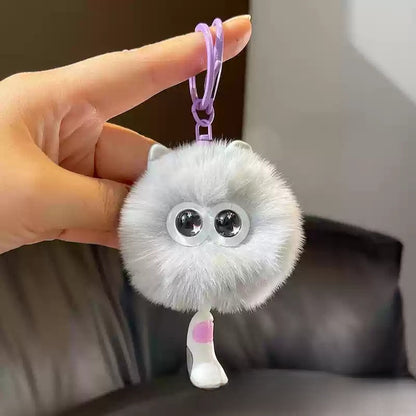 Plush Hanging Ornament In White, Soft And Decorative Plush Accessory For Home Or Car