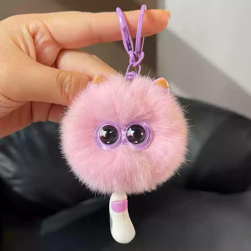 Plush Hanging Ornament In White, Soft And Decorative Plush Accessory For Home Or Car