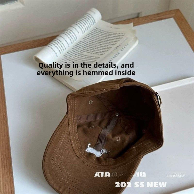 Khaki Embroidery Baseball Cap For Kids, Perfect For Spring And Summer