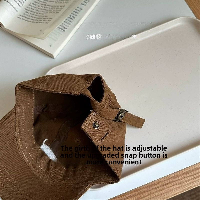 Khaki Embroidery Baseball Cap For Kids, Perfect For Spring And Summer