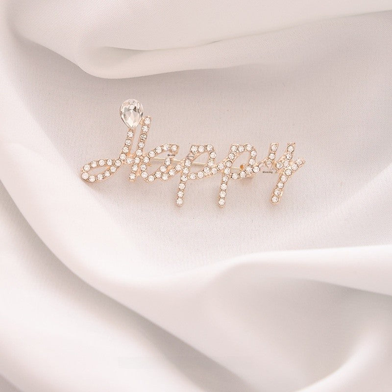 Pin Brooch Featuring Letter Pattern In Zinc Alloy With Multicolor Design