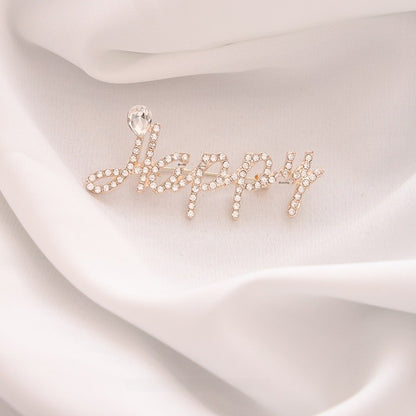 Pin Brooch Featuring Letter Pattern In Zinc Alloy With Multicolor Design