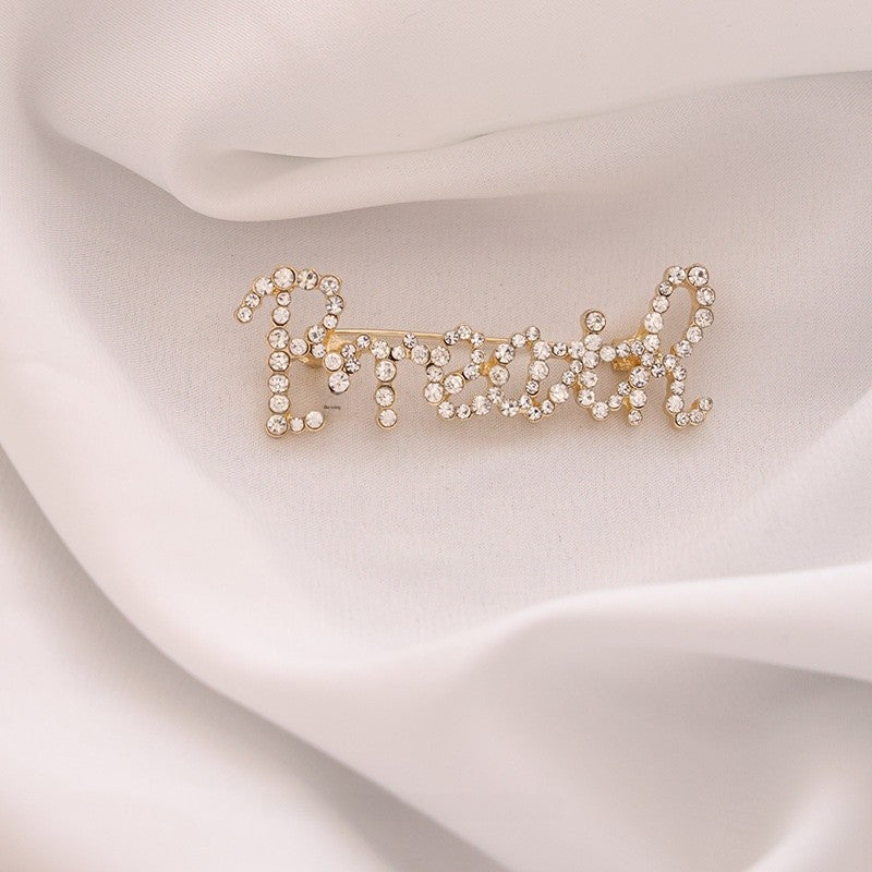 Pin Brooch Featuring Letter Pattern In Zinc Alloy With Multicolor Design