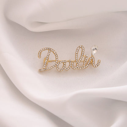 Pin Brooch Featuring Letter Pattern In Zinc Alloy With Multicolor Design