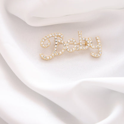 Pin Brooch Featuring Letter Pattern In Zinc Alloy With Multicolor Design