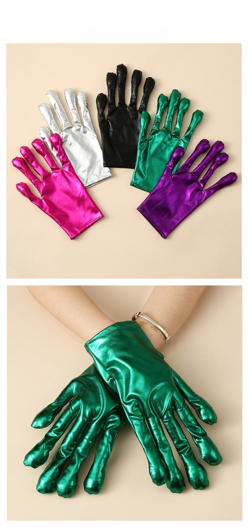 Alien Pattern Silver Gloves For Adults In Polyester, Perfect For Halloween And Spring Season
