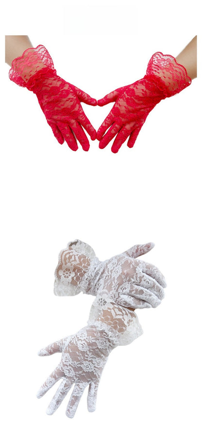 Black Lace Gloves For Children, Perfect Halloween Accessory Featuring Elegant Design