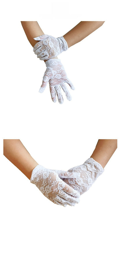 Black Lace Gloves For Children, Perfect Halloween Accessory Featuring Elegant Design