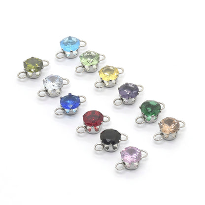 Round Jewelry Accessory In 304 Stainless Steel With White Zircon Inlay, Diameter 6 Mm