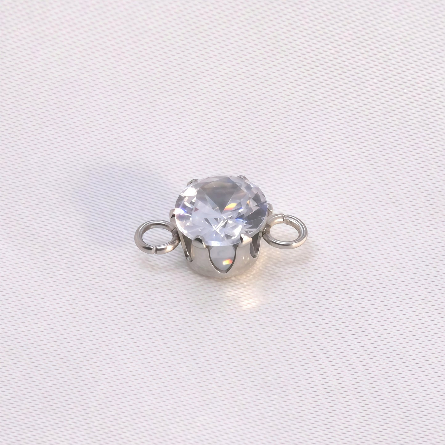 Round Jewelry Accessory In 304 Stainless Steel With White Zircon Inlay, Diameter 6 Mm