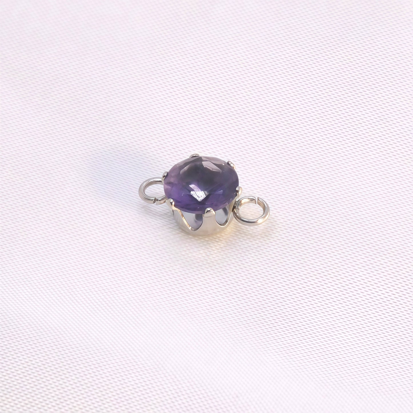 Round Jewelry Accessory In 304 Stainless Steel With White Zircon Inlay, Diameter 6 Mm