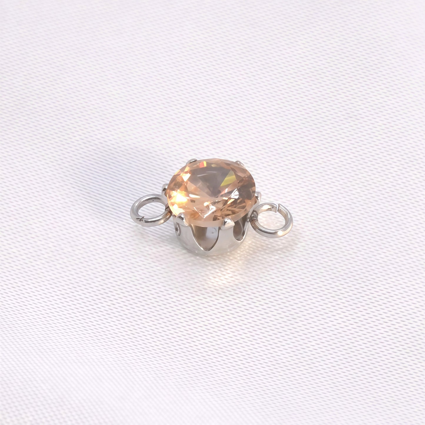 Round Jewelry Accessory In 304 Stainless Steel With White Zircon Inlay, Diameter 6 Mm