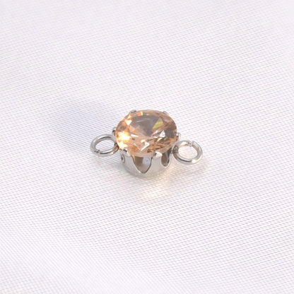 Round Jewelry Accessory In 304 Stainless Steel With White Zircon Inlay, Diameter 6 Mm