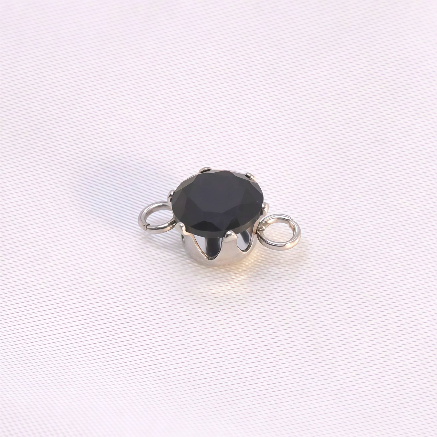 Round Jewelry Accessory In 304 Stainless Steel With White Zircon Inlay, Diameter 6 Mm