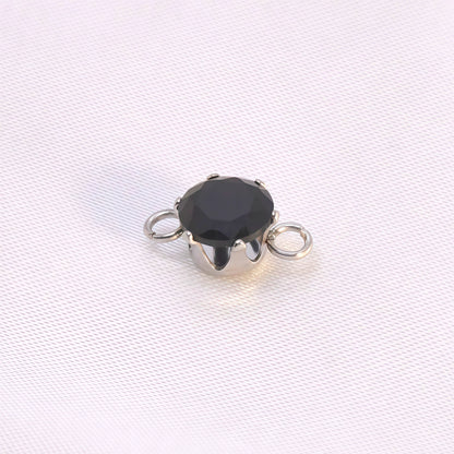 Round Jewelry Accessory In 304 Stainless Steel With White Zircon Inlay, Diameter 6 Mm