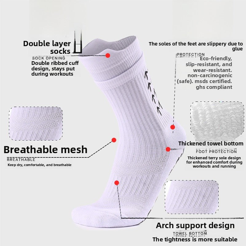 Men's Polyester Non-Slip Sports And Casual White Socks For Comfortable Wear