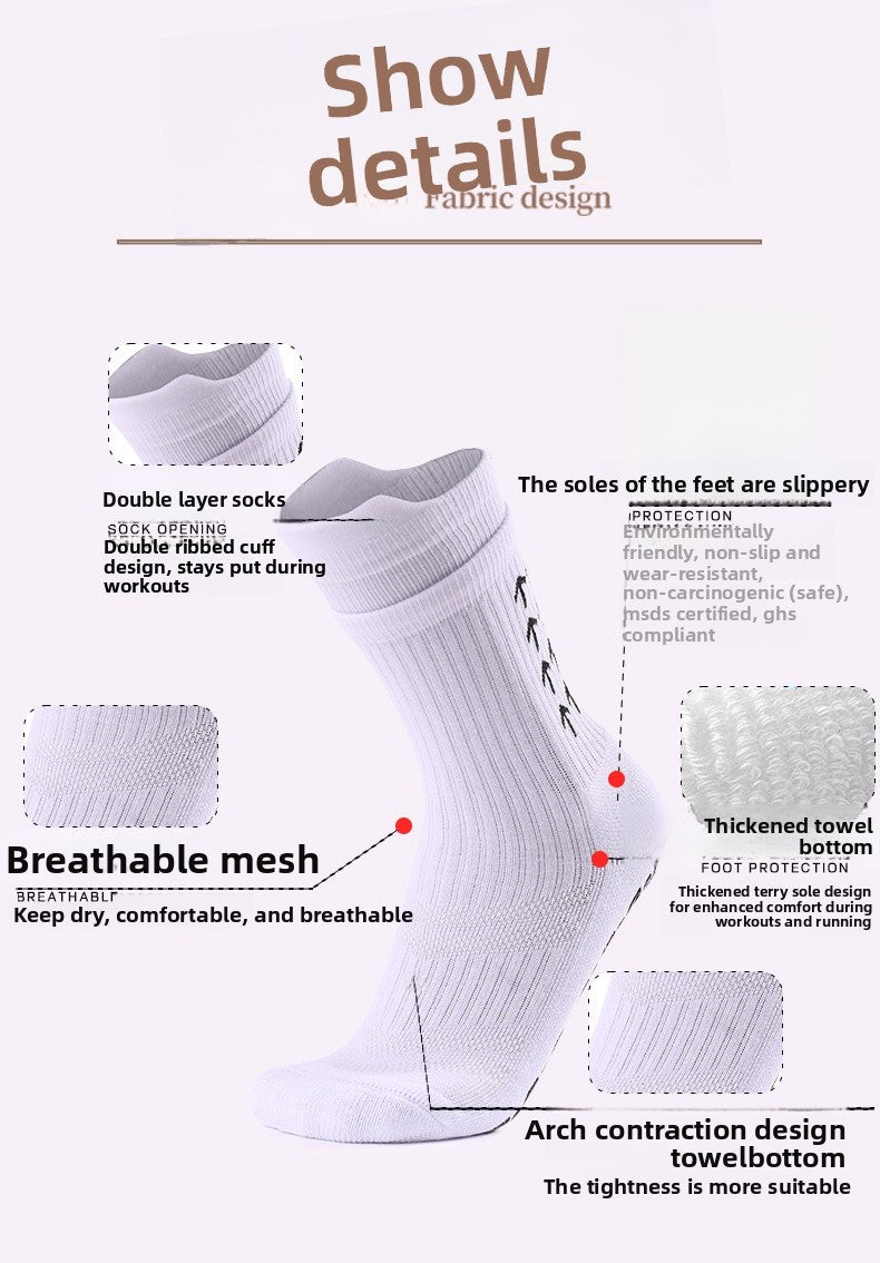 Men's Polyester Non-Slip Sports And Casual White Socks For Comfortable Wear