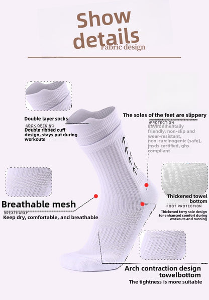 Men's Polyester Non-Slip Sports And Casual White Socks For Comfortable Wear